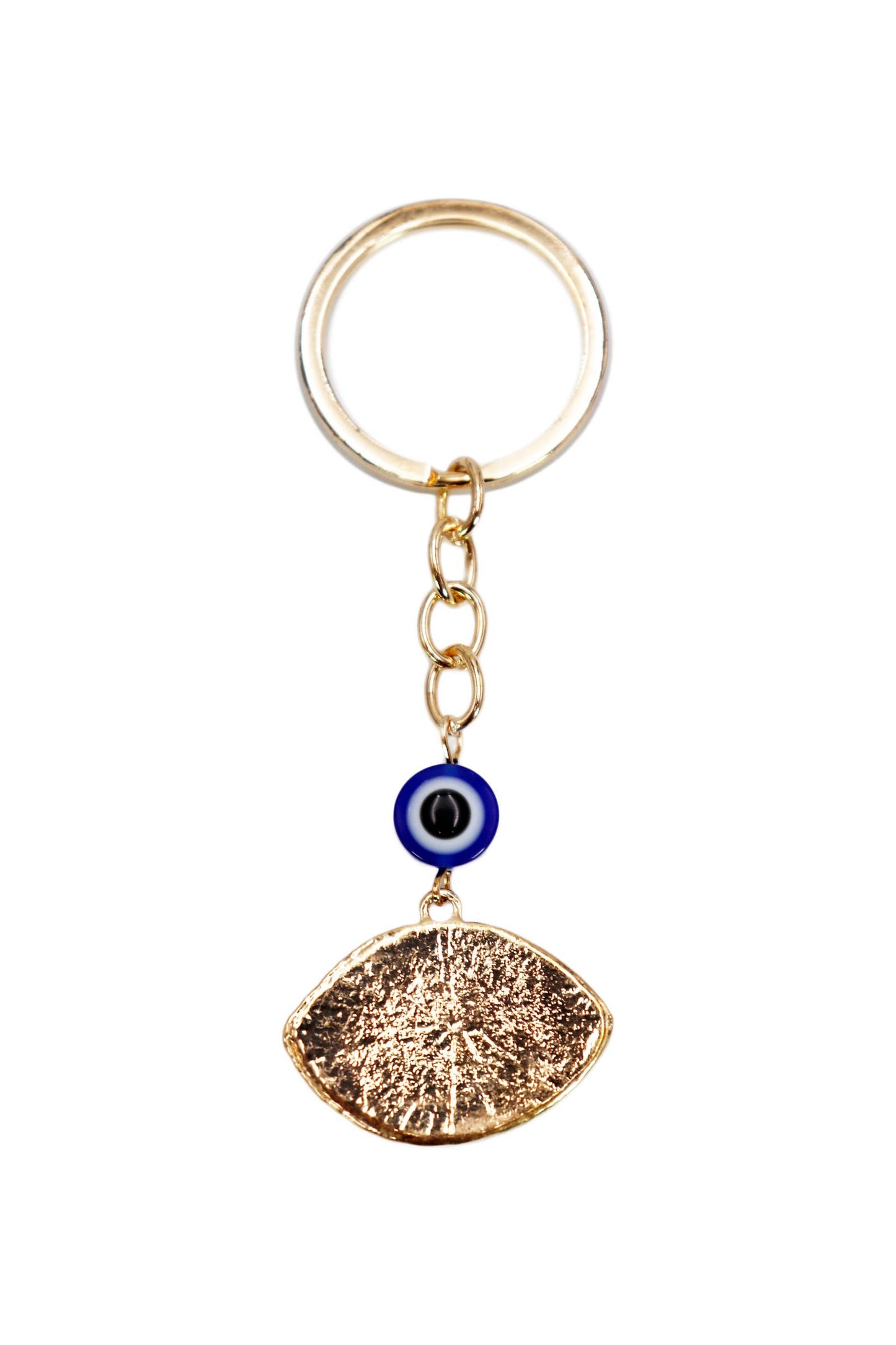 Evil Eye Glossed Pendant Gold Metal Key Chain