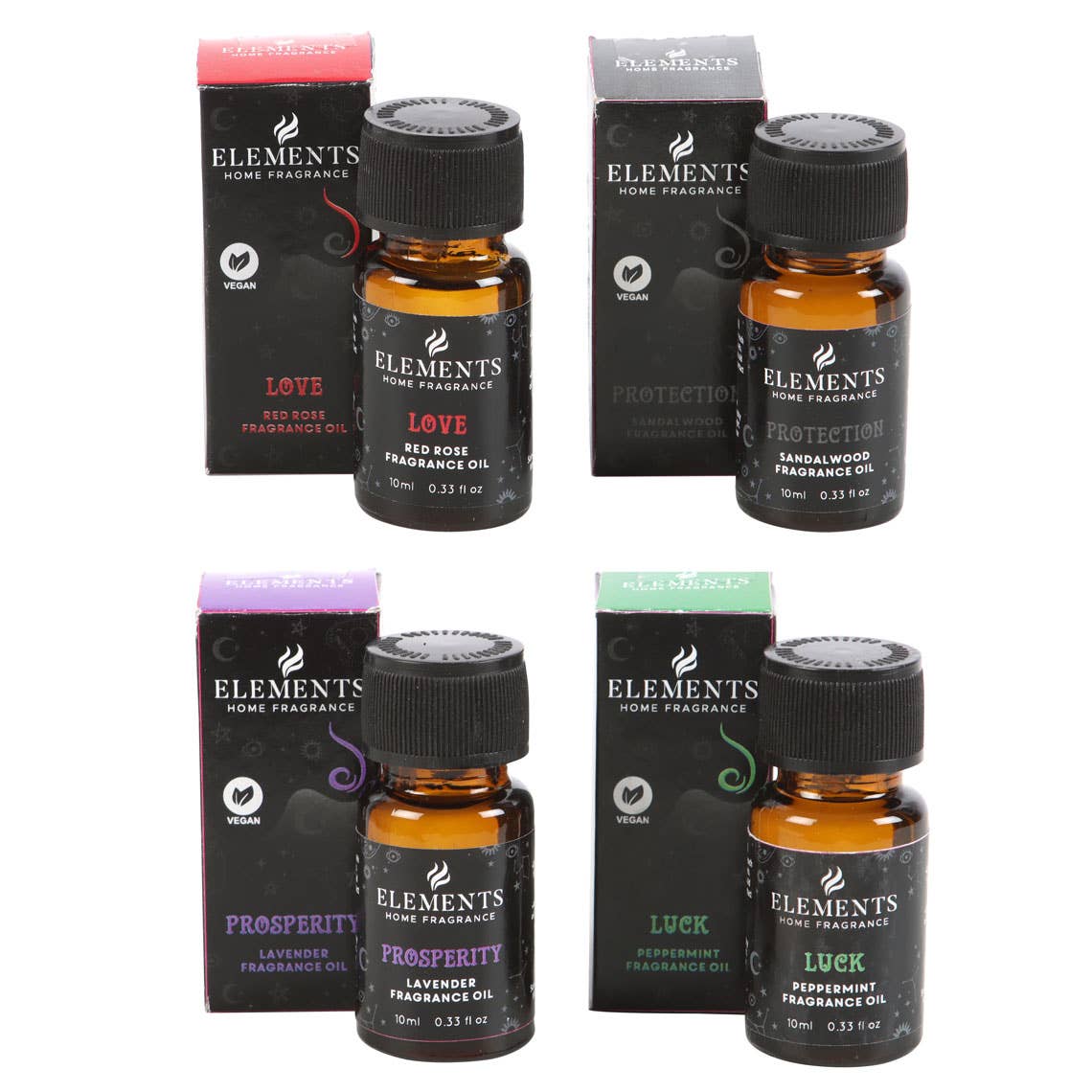 Gothic Black Magic Fragrance Oils in Display