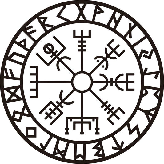 Wall Decal-Vegvisir W/ Runes 22"Dia