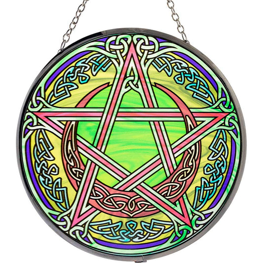 Glass Suncatcher-Celtic Pentacle 6"Dia