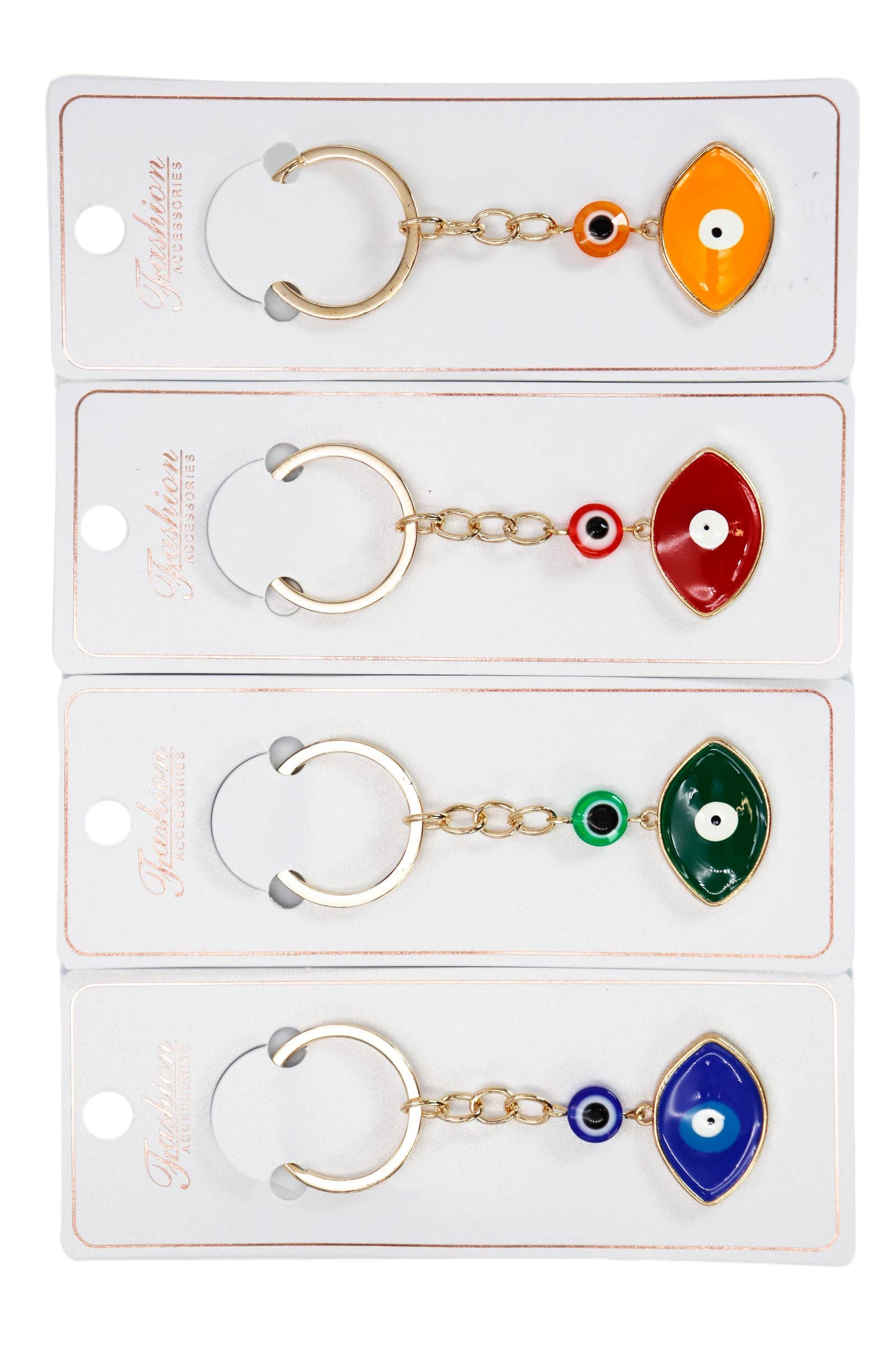 Evil Eye Glossed Pendant Gold Metal Key Chain