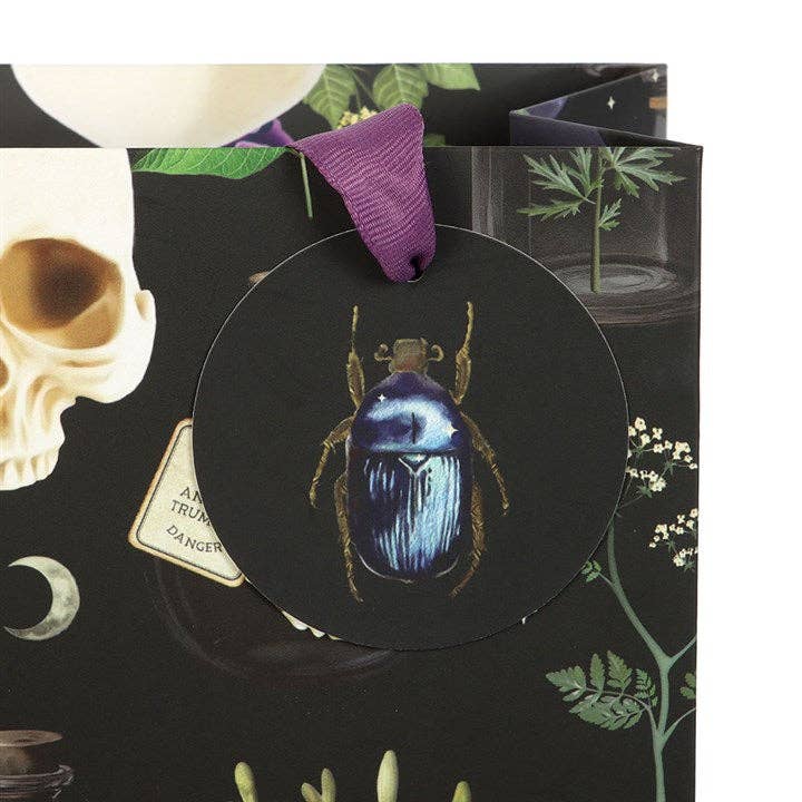 23cm Venom & Vines Gothic Skull Print Gift Bag