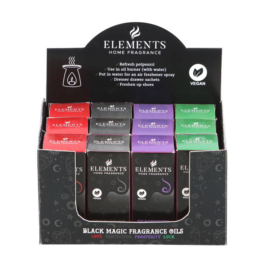 Gothic Black Magic Fragrance Oils in Display