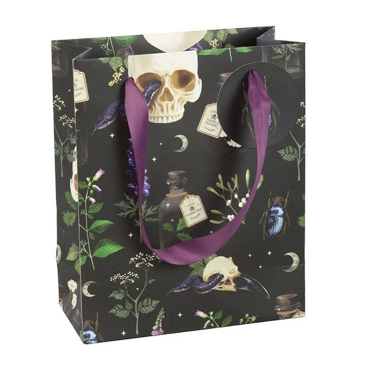 23cm Venom & Vines Gothic Skull Print Gift Bag