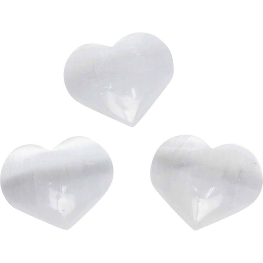 Selenite Puffed Hearts 0.75"-1.5"