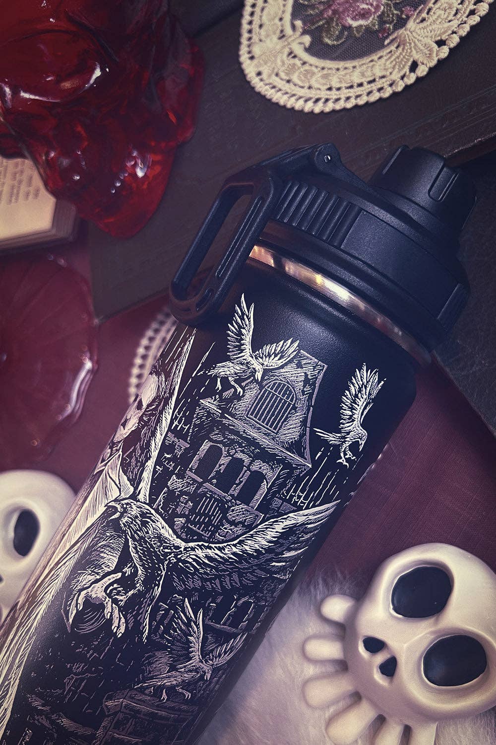 Edgar Allan Poe 24 Oz Water Bottle Tumbler