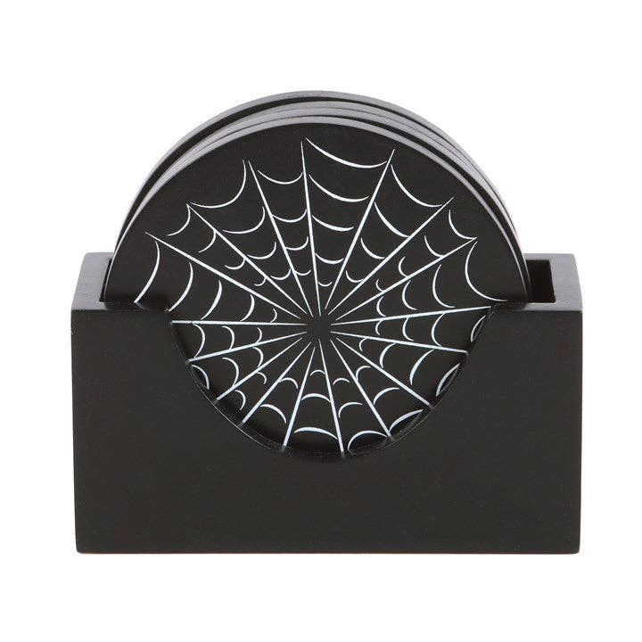 Black Gothic Halloween Spiderweb Coaster Set