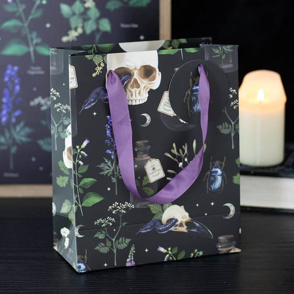 23cm Venom & Vines Gothic Skull Print Gift Bag