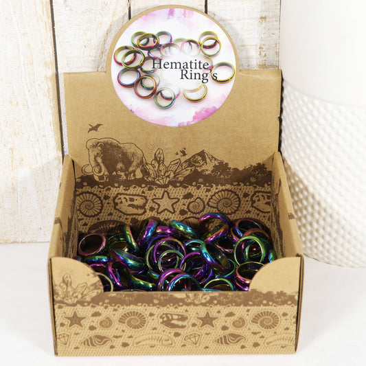 Rainbow Hematite Rings