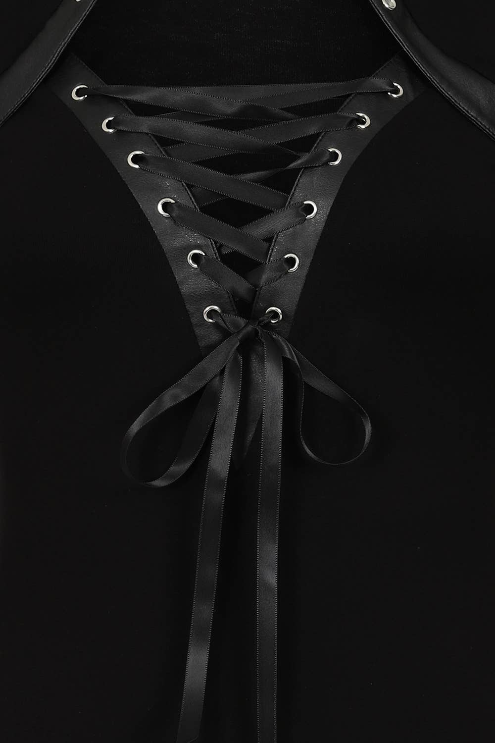 Necessary Evil Dione Long Sleeve Lace Up Plunge Top