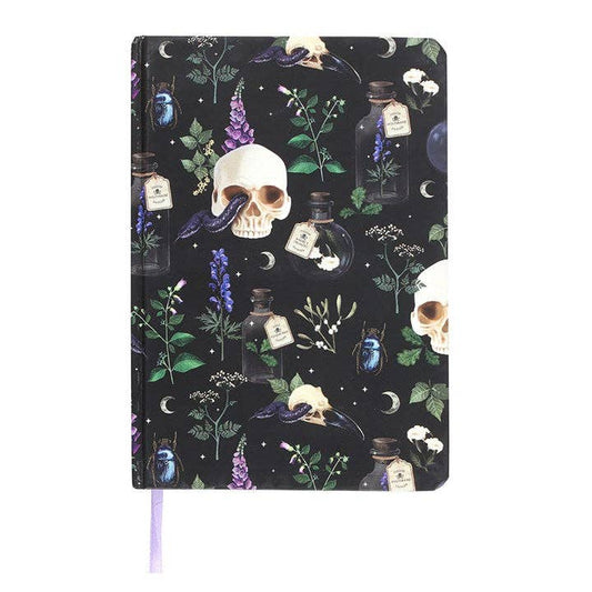 Venom & Vines Gothic Skull Print A5 Notebook