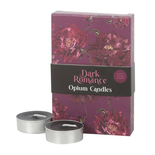 Set of 6 Black Dark Romance Opium Tealight Candles