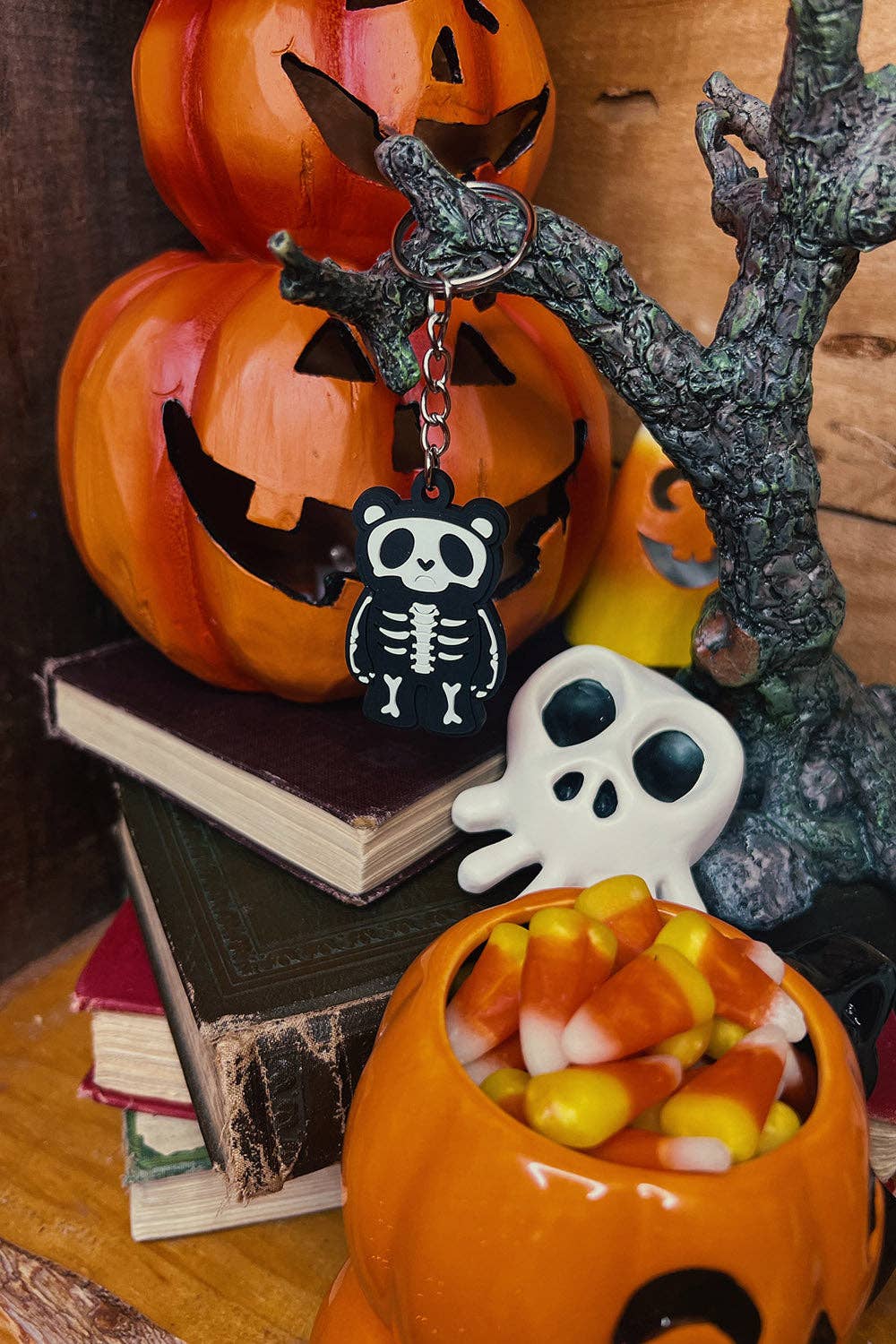 Grumpy Bones Bear Keychain