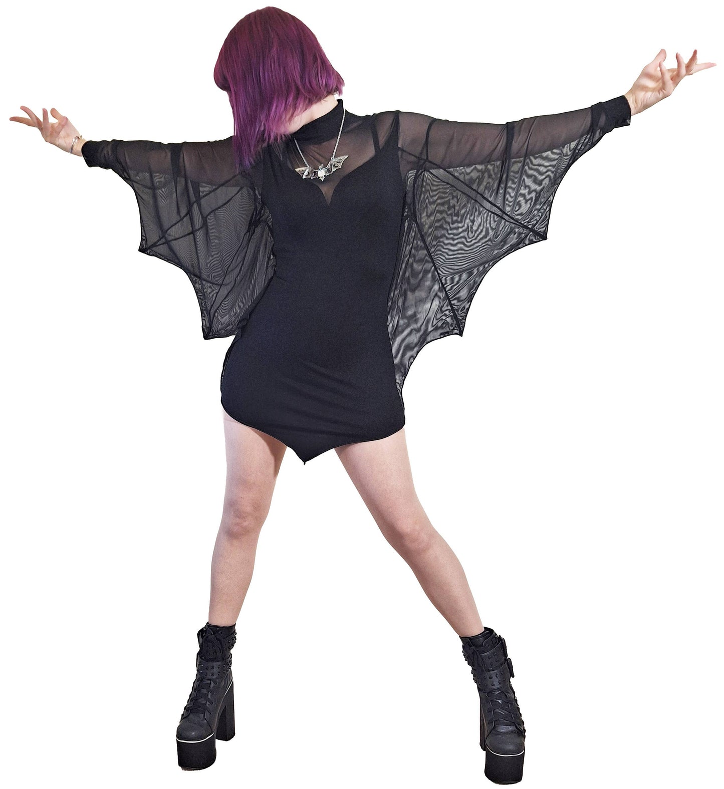 Necessary Evil Cybele Mini Dress with Bat Wing Effect Sleeve