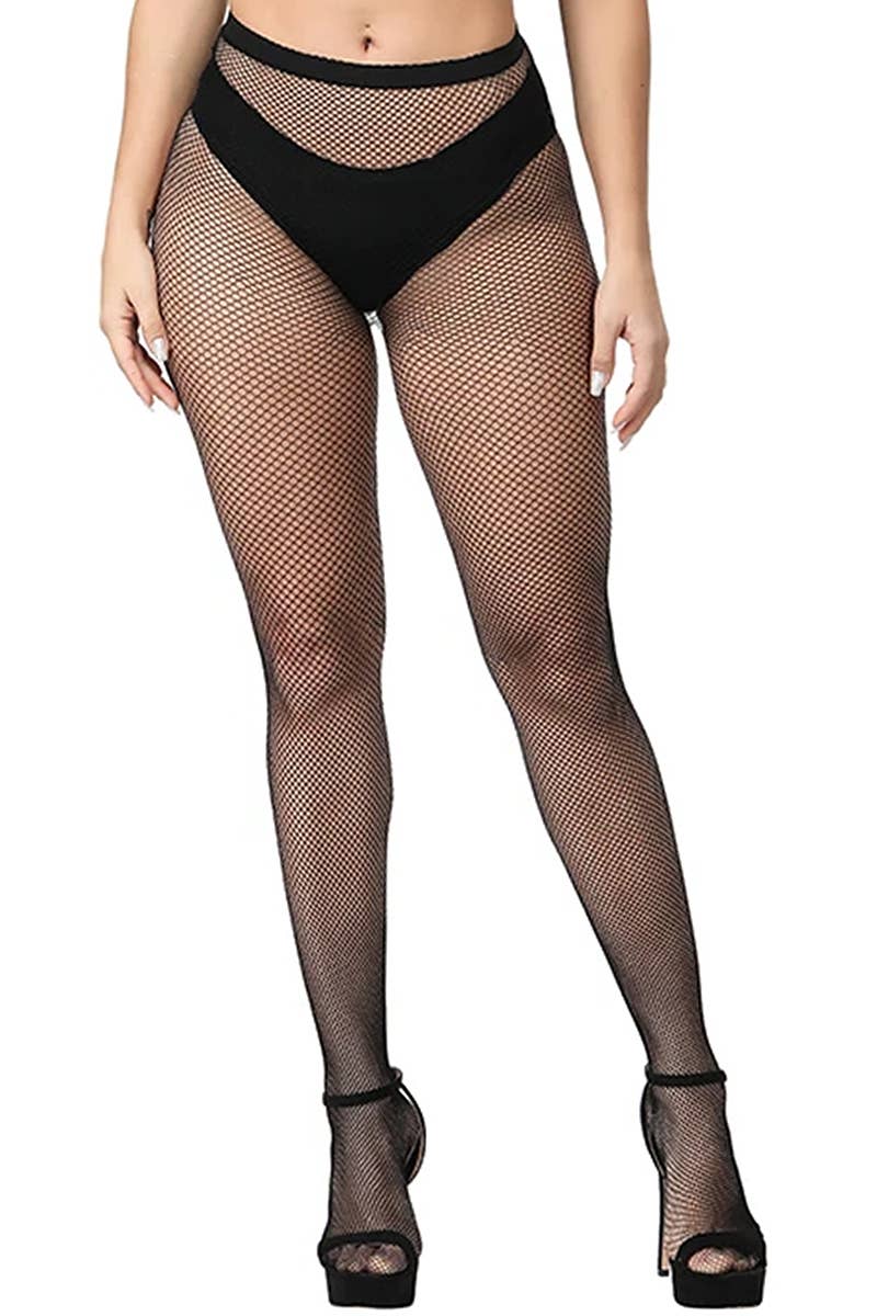 High Rise French Cut Fishnet Sheer Tight Pantyhose