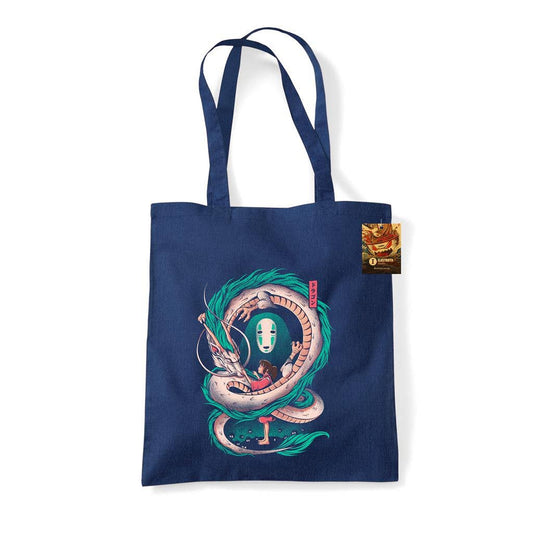 ILUSTRATA (THE GIRL AND THE DRAGON) NAVY TOTE BAG
