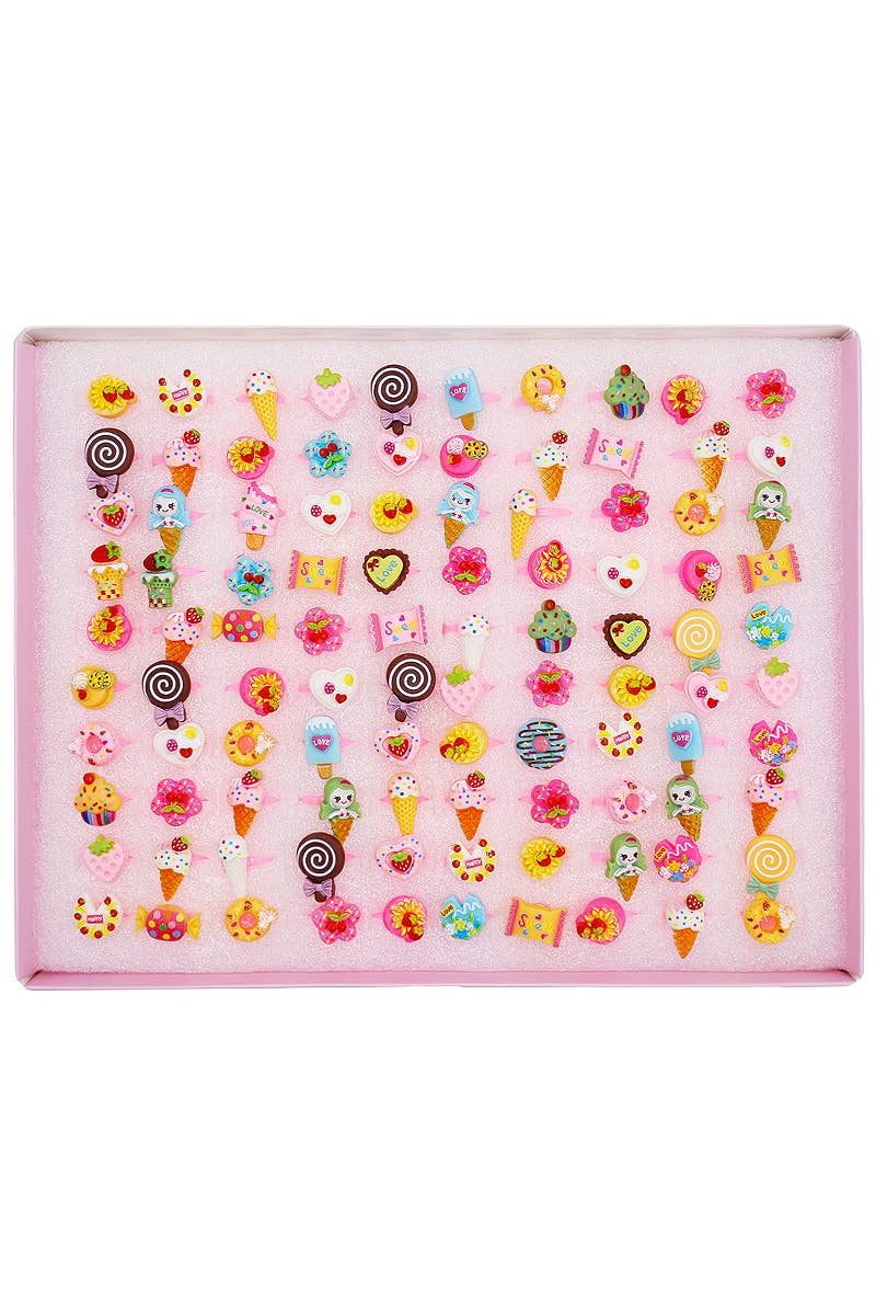 Kids Dessert Sweets Ring Collection - 100 pcs