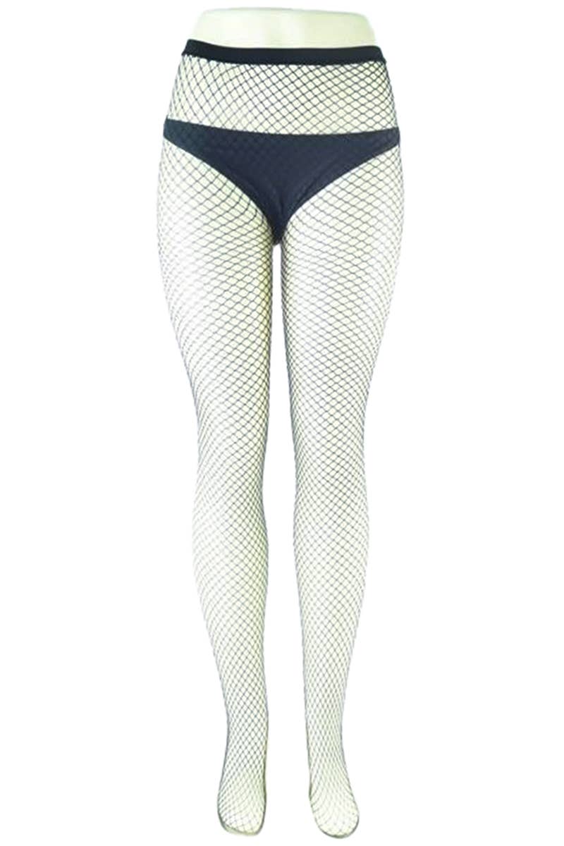 High Rise French Cut Diamond Fishnet Sheer Tight Pantyhose