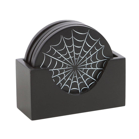 Black Gothic Halloween Spiderweb Coaster Set