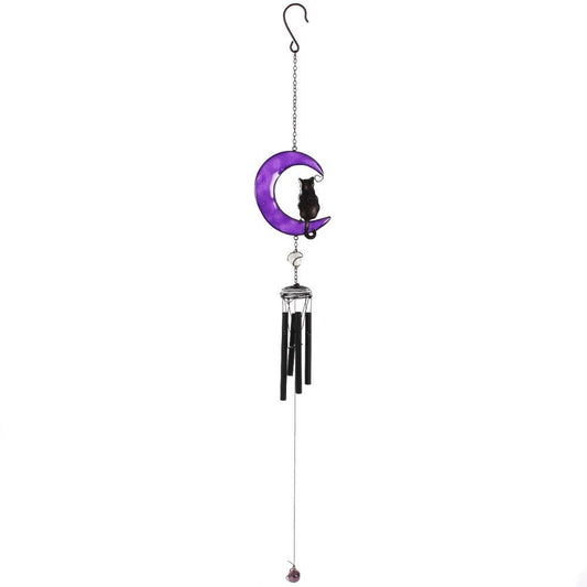 14497 Black Cat Purple Moon Windchime