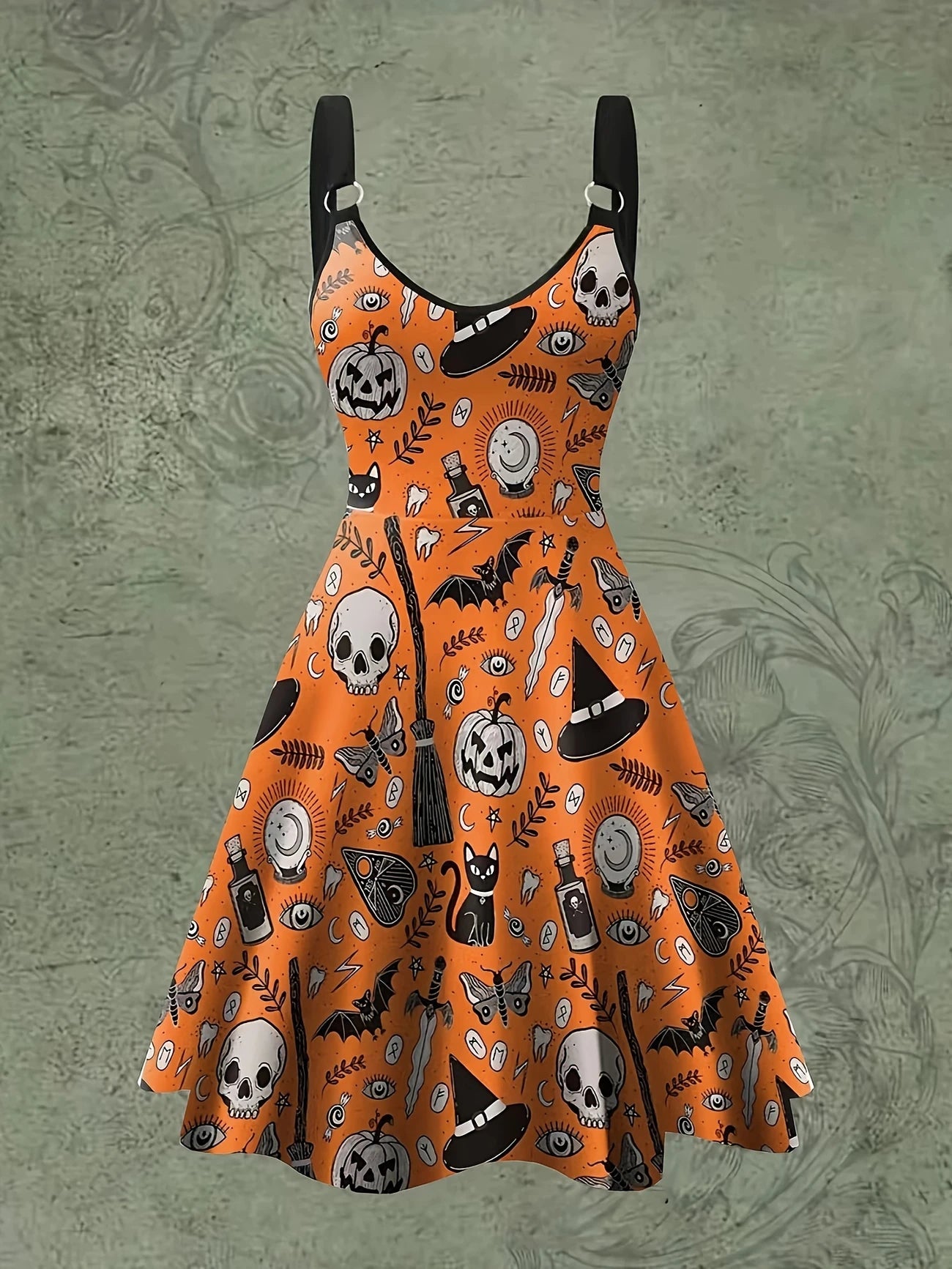 Skull Print Swing Dress – YOUNG Sleeveless Cami for Spring & Summer