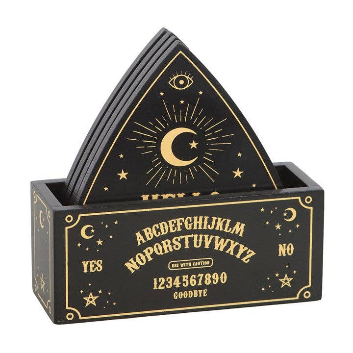 Black Talking Gothic Ouija Board Planchette Coaster Set