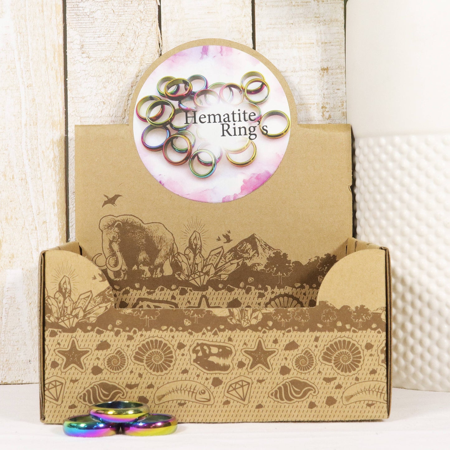 Rainbow Hematite Rings