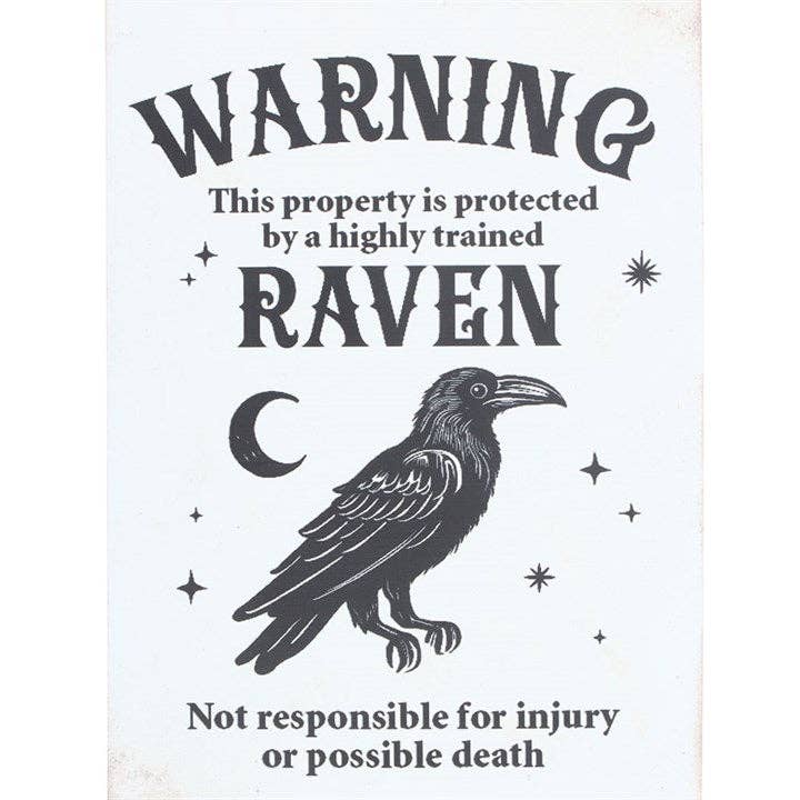 Protected by a Raven Gothic Hanging Sign