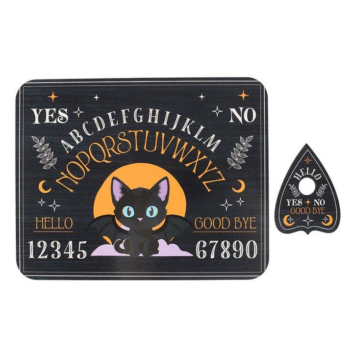 Cute and Creepy Black Bat Cat Talking Board with Planchette
