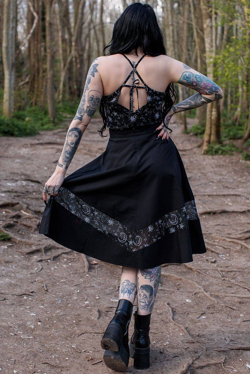 Alternative Coven United Crescent Batwing Midi Skirt