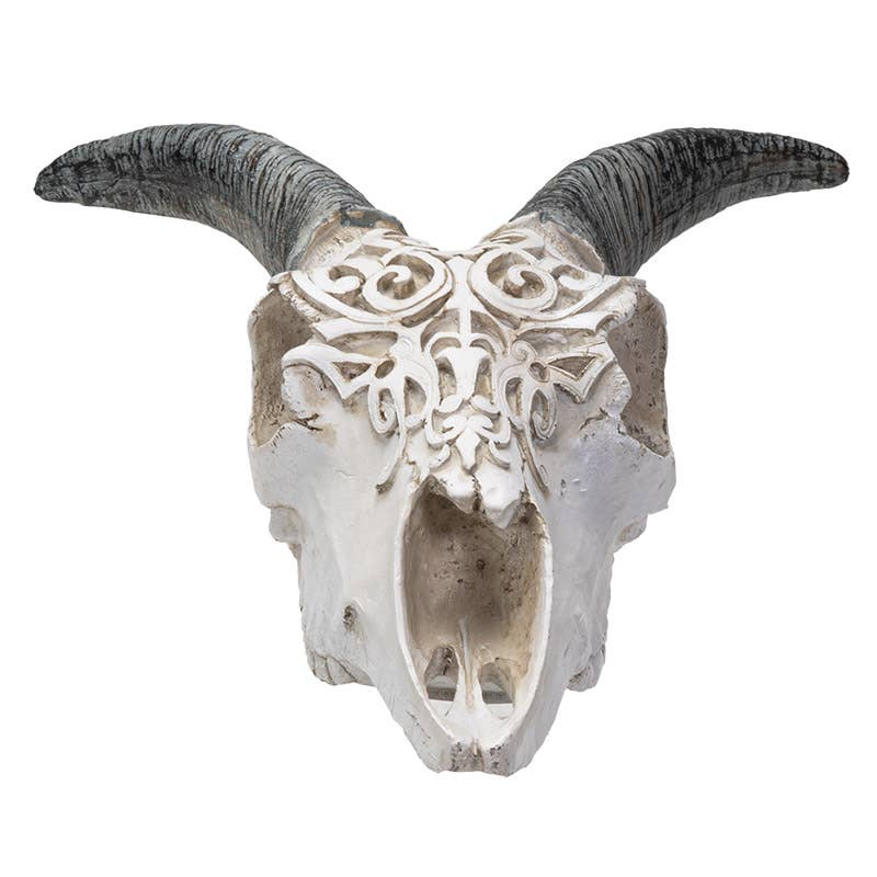 14238 Goat Hanging Decorative Skull w/LED