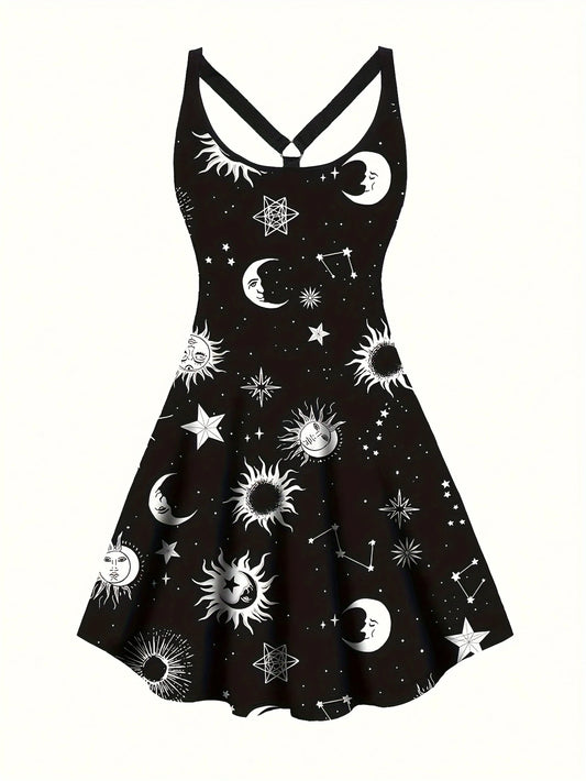 Sun & Moon Gothic Dress – Stretchy & Stylish