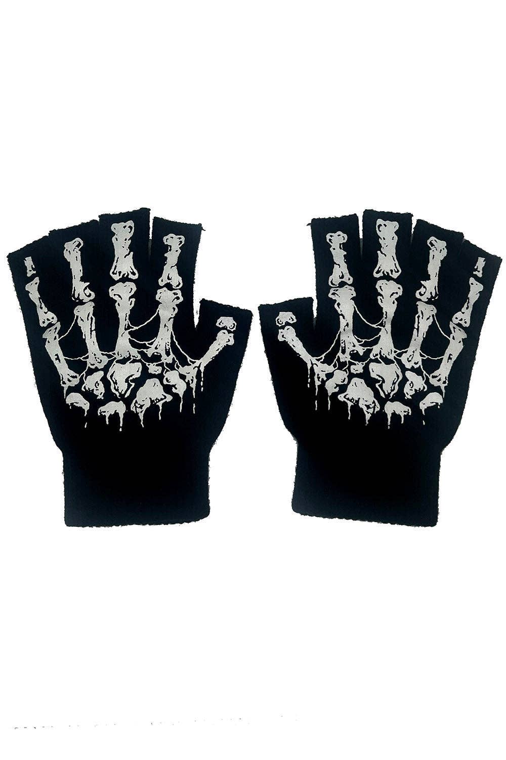 Dead Inside Fingerless Skeleton Gloves