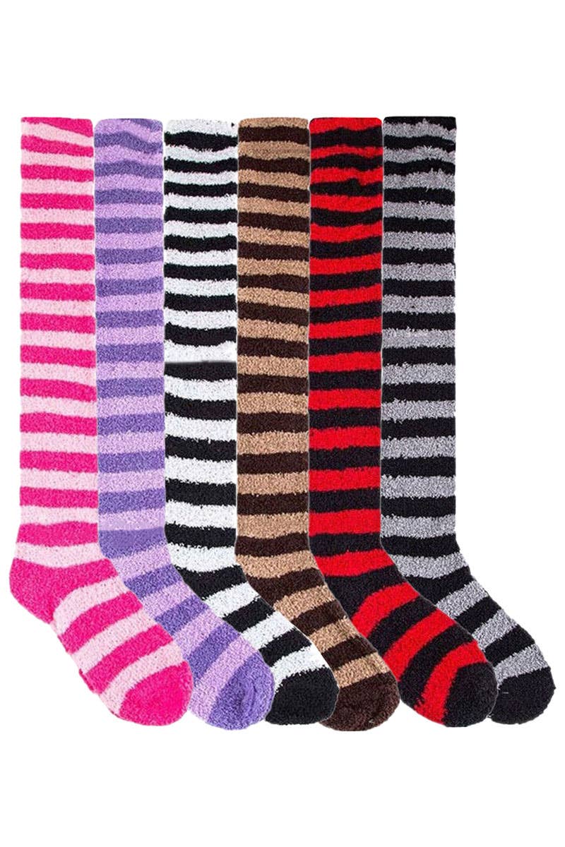 Women's Stripe Thigh-high Over Knee Fuzzy Socks