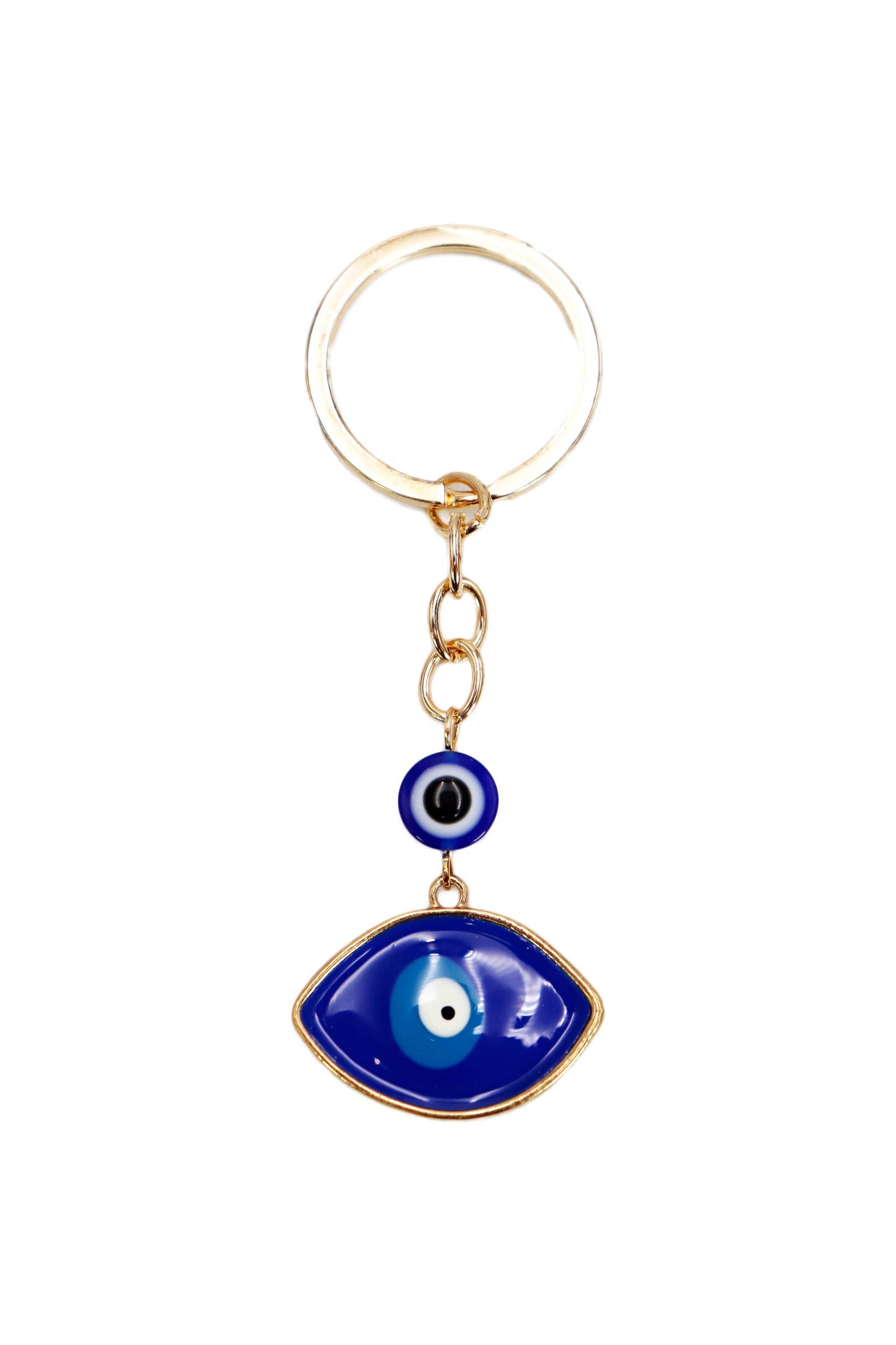 Evil Eye Glossed Pendant Gold Metal Key Chain