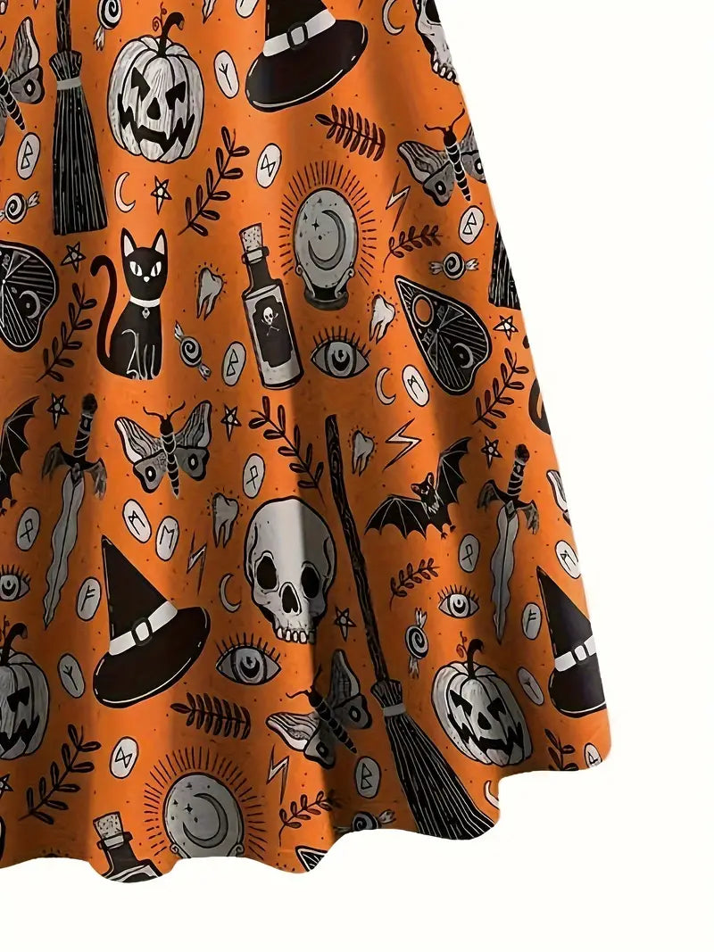Skull Print Swing Dress – YOUNG Sleeveless Cami for Spring & Summer