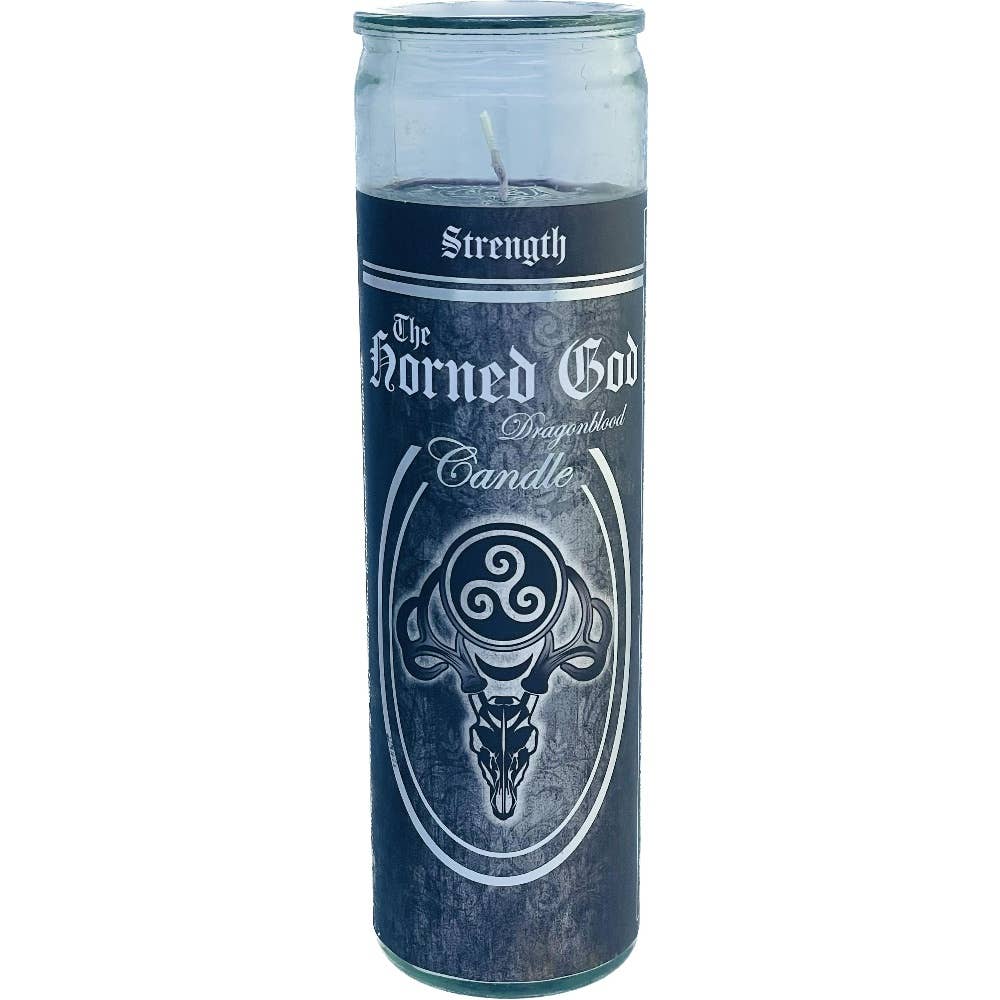 Glass Ritual Candle-The Horned God-Dragonblood  8"Hx2"Dia