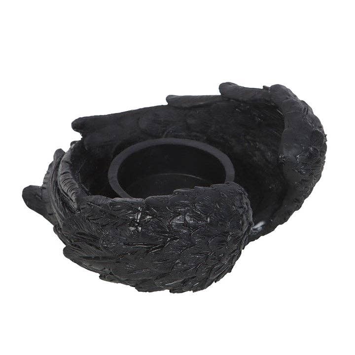 Gothic Raven Wings Halloween Tealight Candle Holder