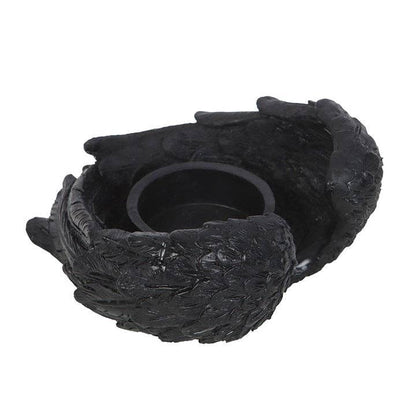 Gothic Raven Wings Halloween Tealight Candle Holder