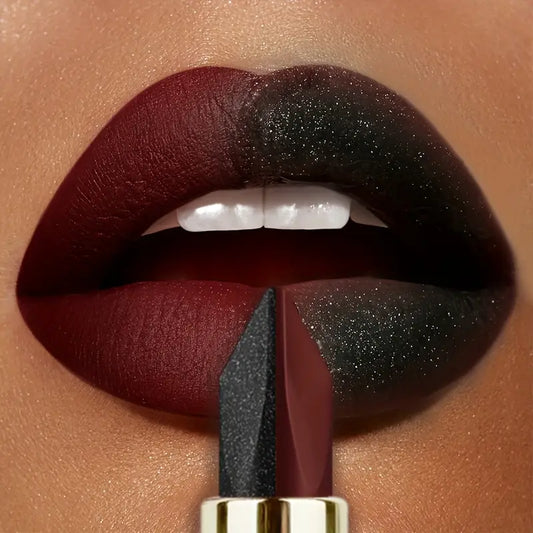 Black, Deep red, Pearlescent, Matte, Two-toned lipstick