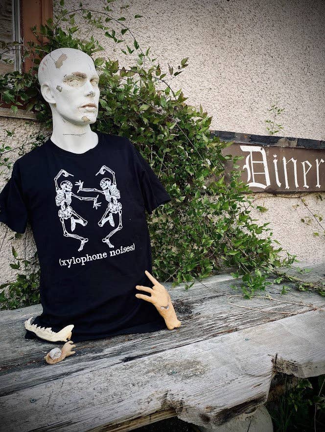 Dancing Skeletons make xylophone noises t-shirt.