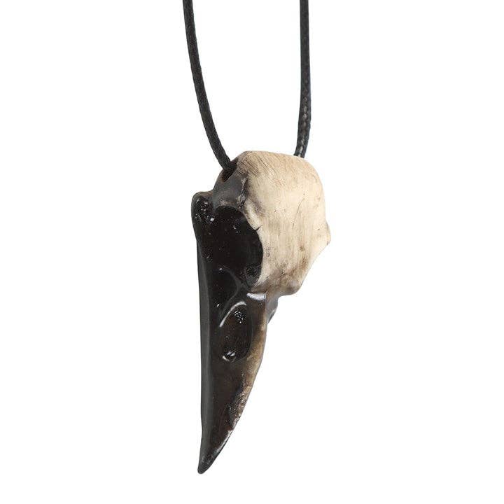 Gothic Resin Crow Skull Pendant Necklace
