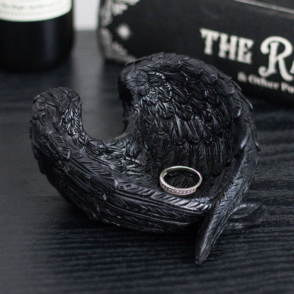 Gothic Raven Wings Halloween Trinket Dish