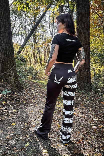 Ghost White Striped Split Flares [Black/White]