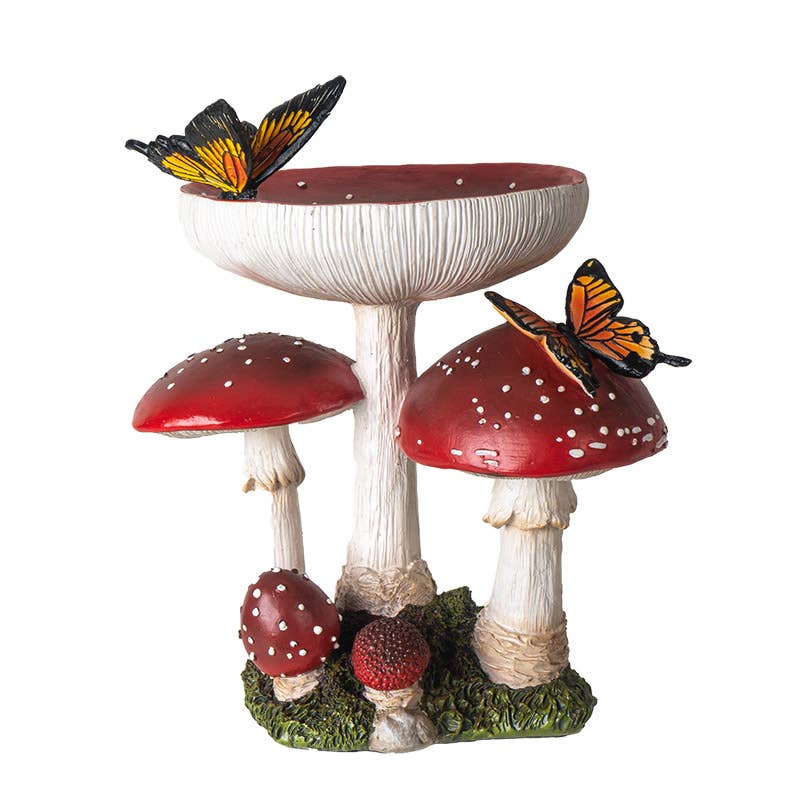 Red Toadstool Mushrooms with Butterflies Home and Garden Decor