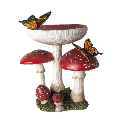 Red Toadstool Mushrooms with Butterflies Home and Garden Decor