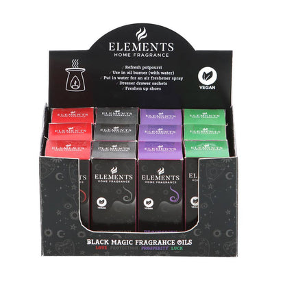 Gothic Black Magic Fragrance Oils in Display