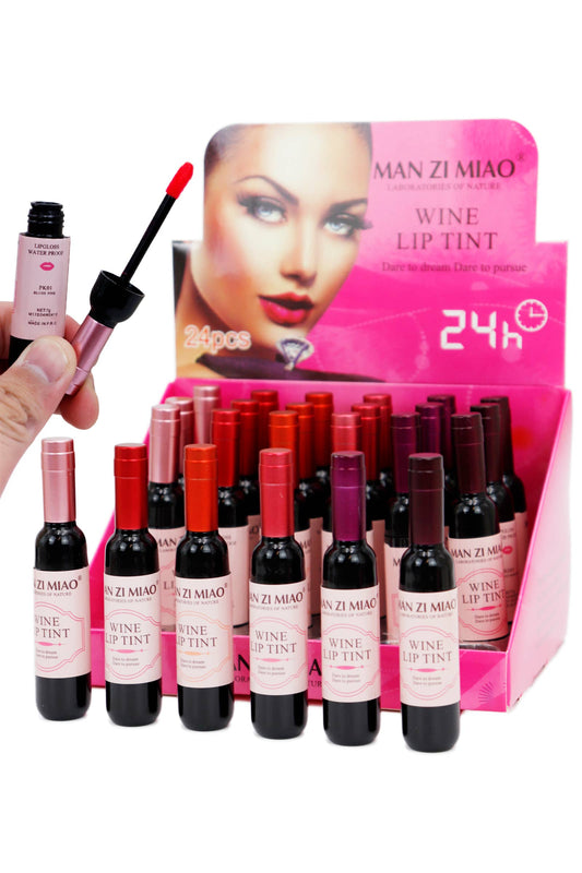 Wine Matte Waterproof Novelty Lip Gloss Souvenir - 24 pcs