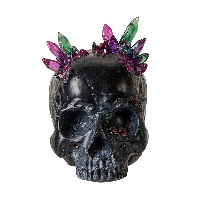 Black Skull with Crystals