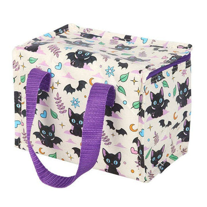 Cute and Creepy Black Cat Print Lunch Bag